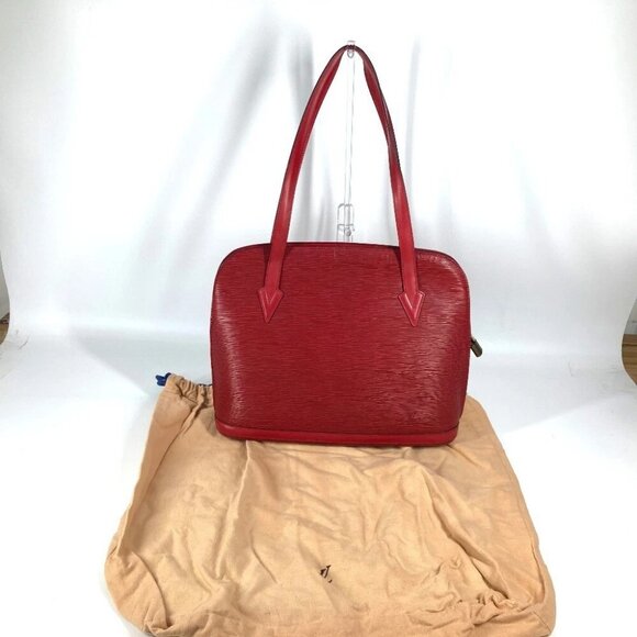 LOUIS VUITTON M52287 Epi Lussac Shoulder Bag Tote Bag Leather Castilian Red - Picture 1 of 15